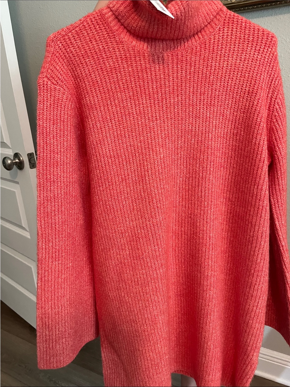 Steve Madden Coral Pink Ribbed Turtleneck Sweater